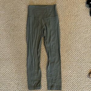 Lulu align leggings!! I am 5’3 and they are only slightly cropped!